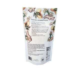 iveta Lemon Ginger Scone Mix ingredients and instructions. Lists ingredients and provides step-by-step baking directions for lemon ginger scones. Net weight and yield information are included.